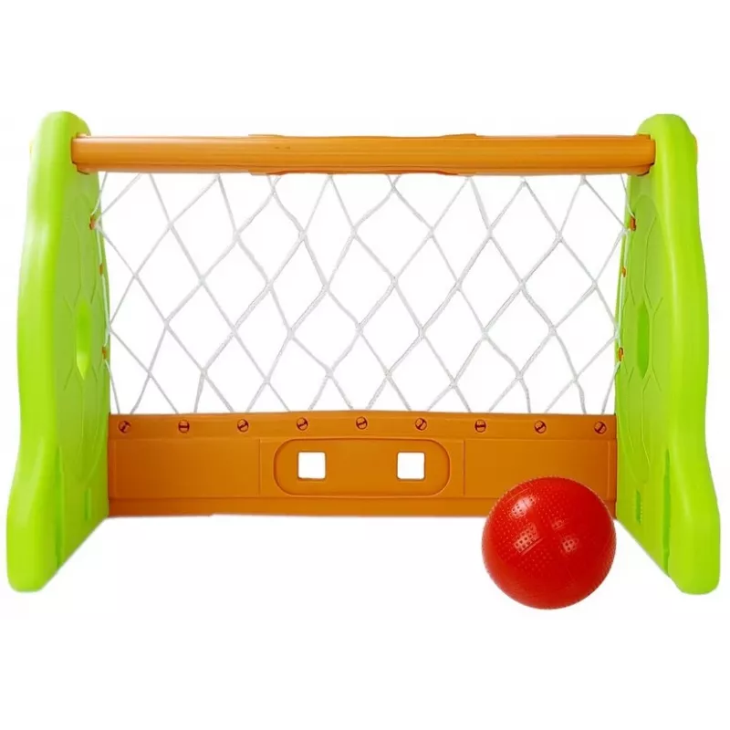LEAN TOYS Portería de fútbol para niños verde y naranja