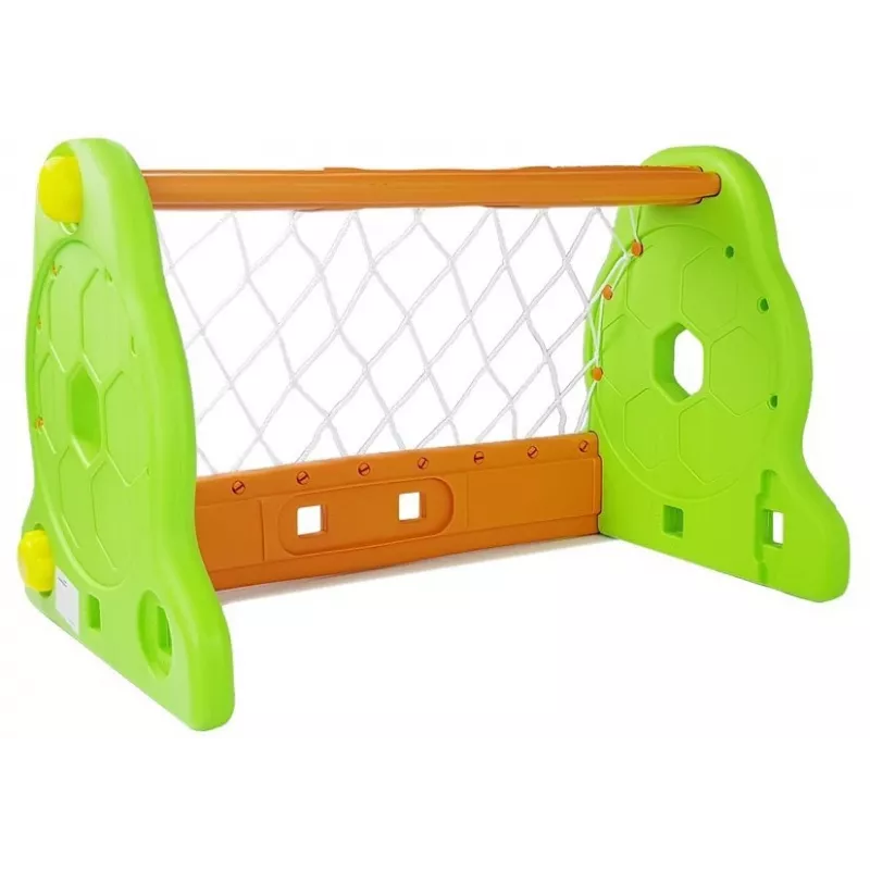 LEAN TOYS Portería de fútbol para niños verde y naranja