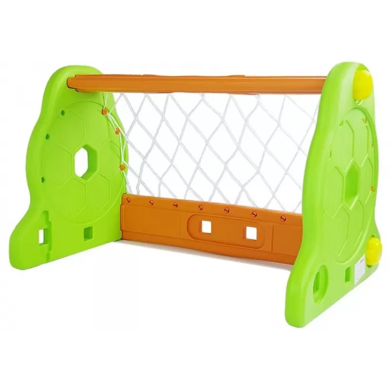 LEAN TOYS Portería de fútbol para niños verde y naranja