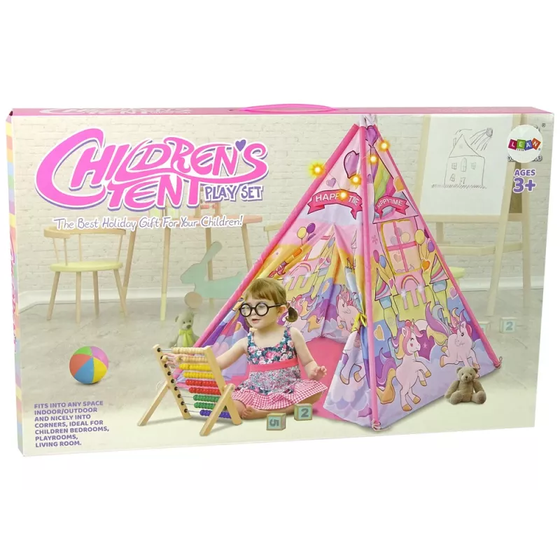 LEAN TOYS Tienda de campaña luminosa para niños unicornio ponis rosa