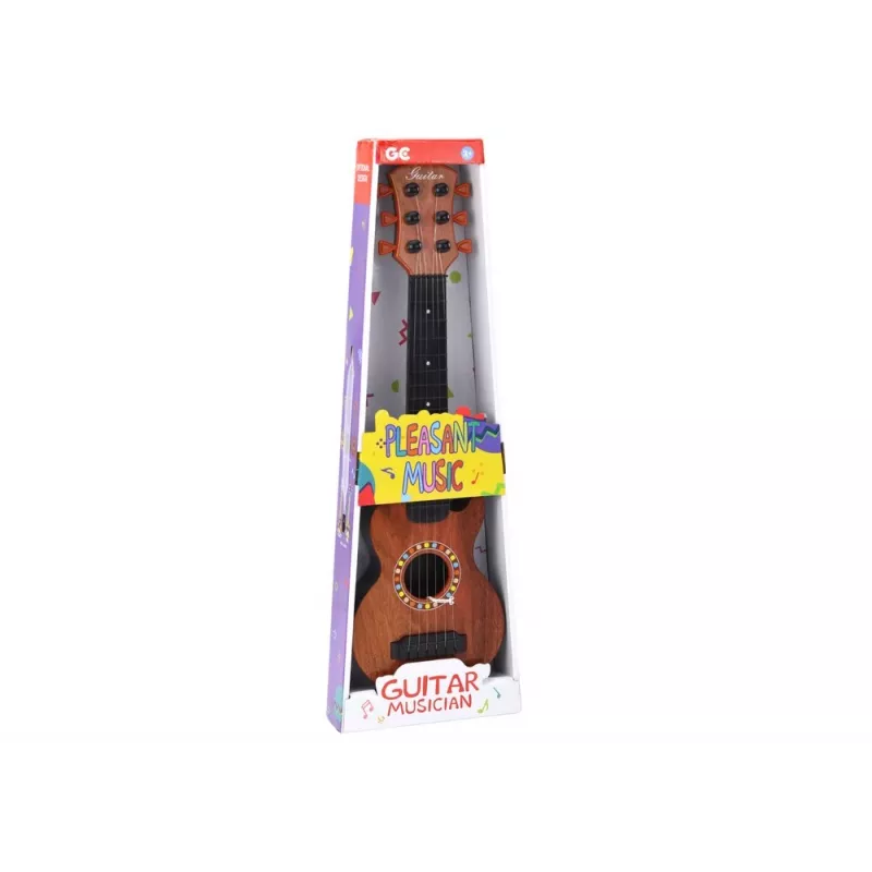 LEAN TOYS Guitarra infantil con acabado de madera marrón y púa, 6 cuerdas de nailon, acústica, a partir de 3 años