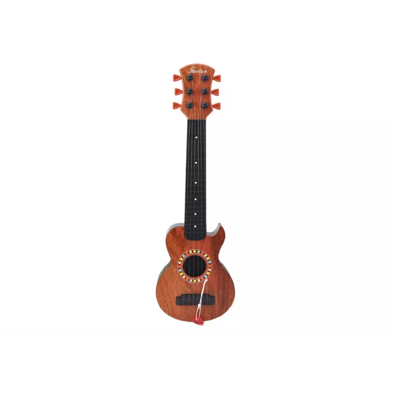 LEAN TOYS Guitarra infantil con acabado de madera marrón y púa, 6 cuerdas de nailon, acústica, a partir de 3 años