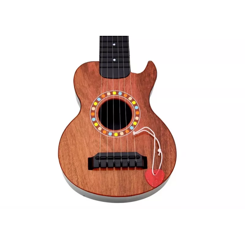 LEAN TOYS Guitarra infantil con acabado de madera marrón y púa, 6 cuerdas de nailon, acústica, a partir de 3 años