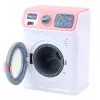 LEAN TOYS Lavadora de juguete para niños con tambor giratorio, luces y sonidos, blanco/rosa
