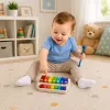 LEAN TOYS Xilófono-piano infantil, instrumento musical 2 en 1 de colores con baqueta