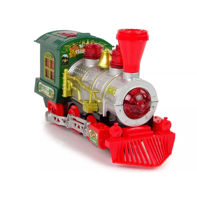 LEAN TOYS Locomotora navideña con luces y sonido verde a pilas