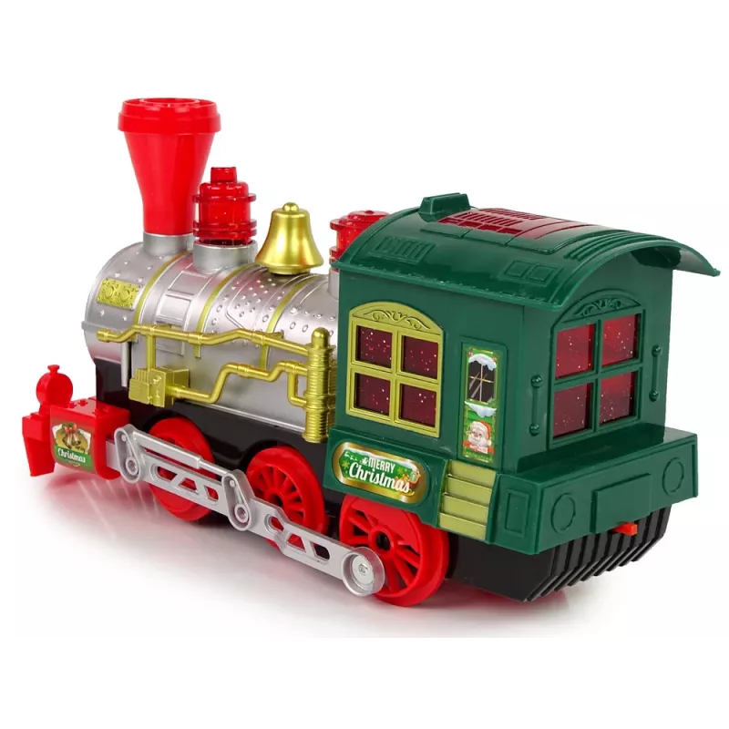 LEAN TOYS Locomotora navideña con luces y sonido verde a pilas