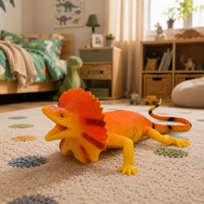 LEAN TOYS Collared Lizard Figura de goma elástica realista 19cm