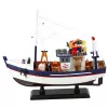 LEAN TOYS Pieza de colección Barco pesquero decorativo modelo equipado 37x34cm