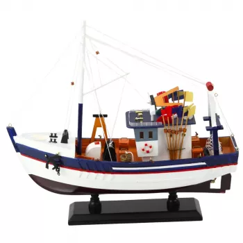 LEAN TOYS Pieza de colección Barco pesquero decorativo modelo equipado 37x34cm