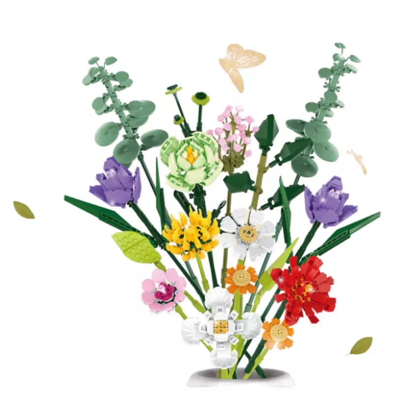 LEAN TOYS Bloques ramo decorativo de flores de colores 836 piezas
