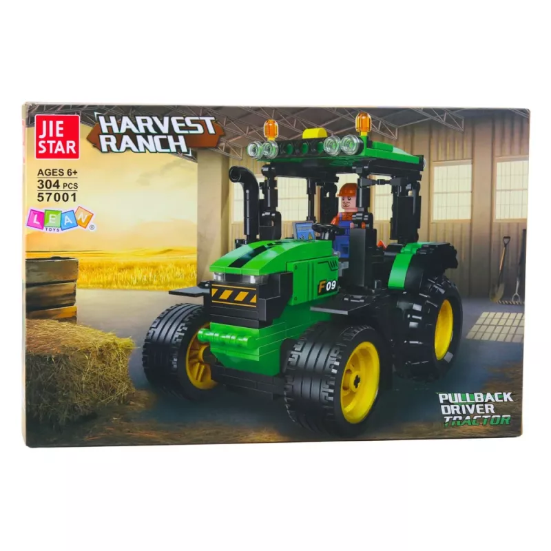 LEAN TOYS Bloques de construcción Tractor agrícola verde 304 piezas