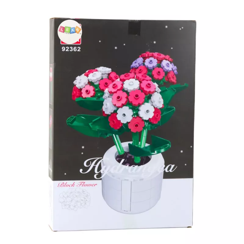 LEAN TOYS bloques hortensia rosa en maceta 342 piezas