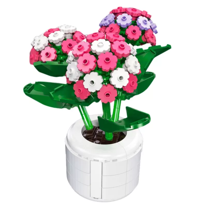 LEAN TOYS bloques hortensia rosa en maceta 342 piezas