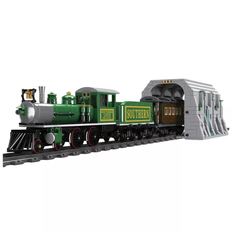 Bloques de construcción locomotora de vapor teledirigida RC LEAN TOYS verde 1212 piezas