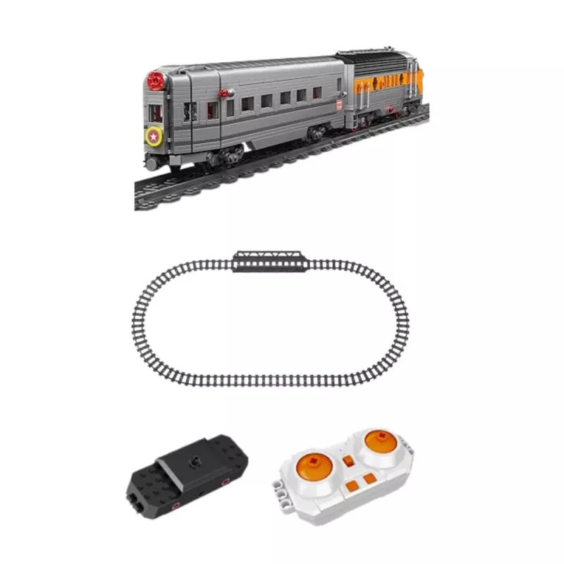 LEAN TOYS set de bloques de construcción - tren teledirigido gris/amarillo (1.751 piezas)