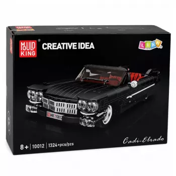 LEAN TOYS Bloques de construcción Coche clásico descapotable Cadi-Elrado Negro 1324 piezas