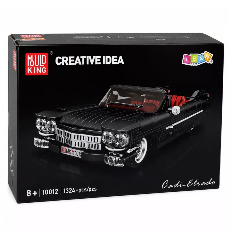 LEAN TOYS Bloques de construcción Coche clásico descapotable Cadi-Elrado Negro 1324 piezas