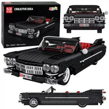 LEAN TOYS Bloques de construcción Coche clásico descapotable Cadi-Elrado Negro 1324 piezas