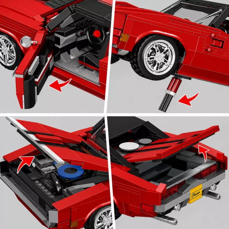 LEAN TOYS Bloques Coche Deportivo Charger Rojo 1869 Piezas