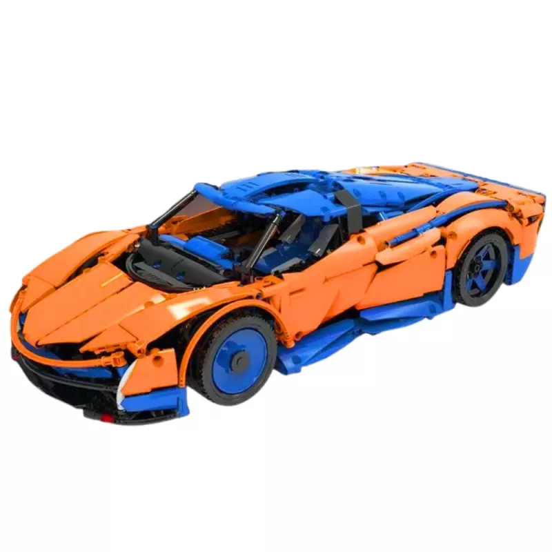 LEAN TOYS bloques de construcción coche deportivo RC – azul y naranja (1883 piezas, 2,4 GHz, escala 1:8)