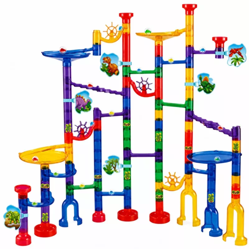 LEAN TOYS juego de construcción pista de bolas túnel dinosaurios de colores 192 piezas