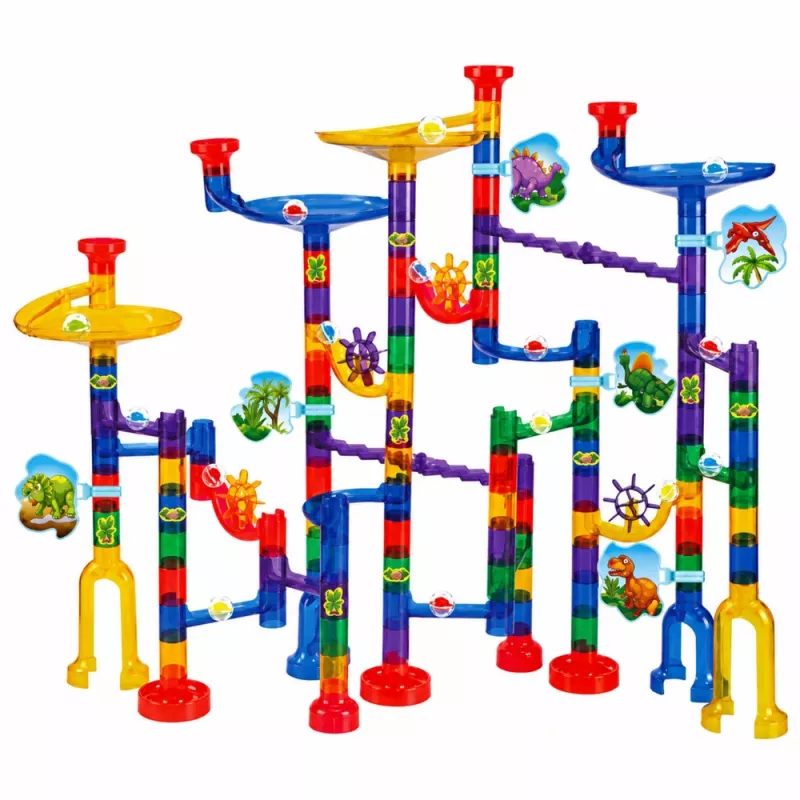 LEAN TOYS juego de construcción pista de bolas túnel dinosaurios de colores 192 piezas