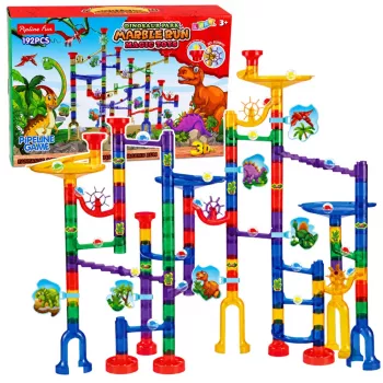 LEAN TOYS juego de construcción pista de bolas túnel dinosaurios de colores 192 piezas