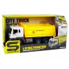 LEAN TOYS Vehículo de obra camión volquete 1:16 amarillo con remolque elevador