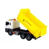 LEAN TOYS Vehículo de obra camión volquete 1:16 amarillo con remolque elevador