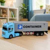 LEAN TOYS Camión portacontenedores con puertas que se abren, luz y sonido – azul, 54 cm
