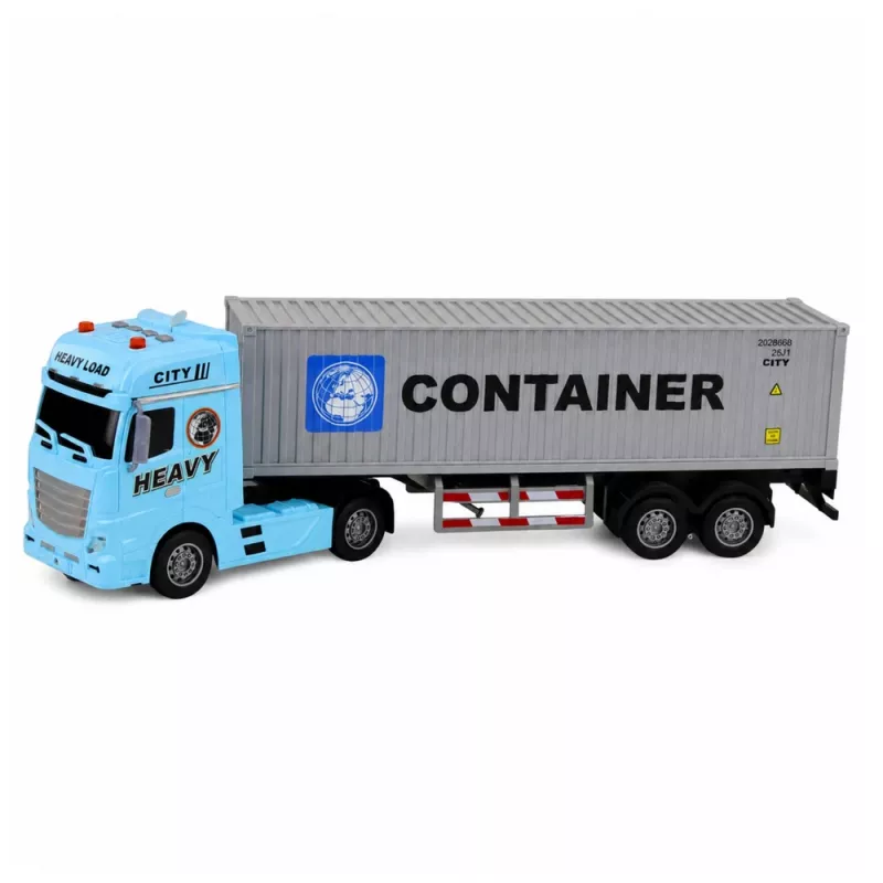 LEAN TOYS Camión portacontenedores con puertas que se abren, luz y sonido – azul, 54 cm