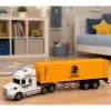 LEAN TOYS camión portacontenedores con puertas que se abren, luces y sonidos, amarillo, 54 cm