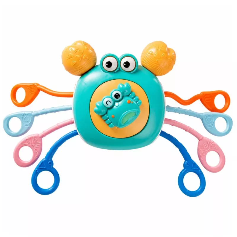 LEAN TOYS Juguete sensorial cangrejo para niños pequeños sonajero mordedor azul