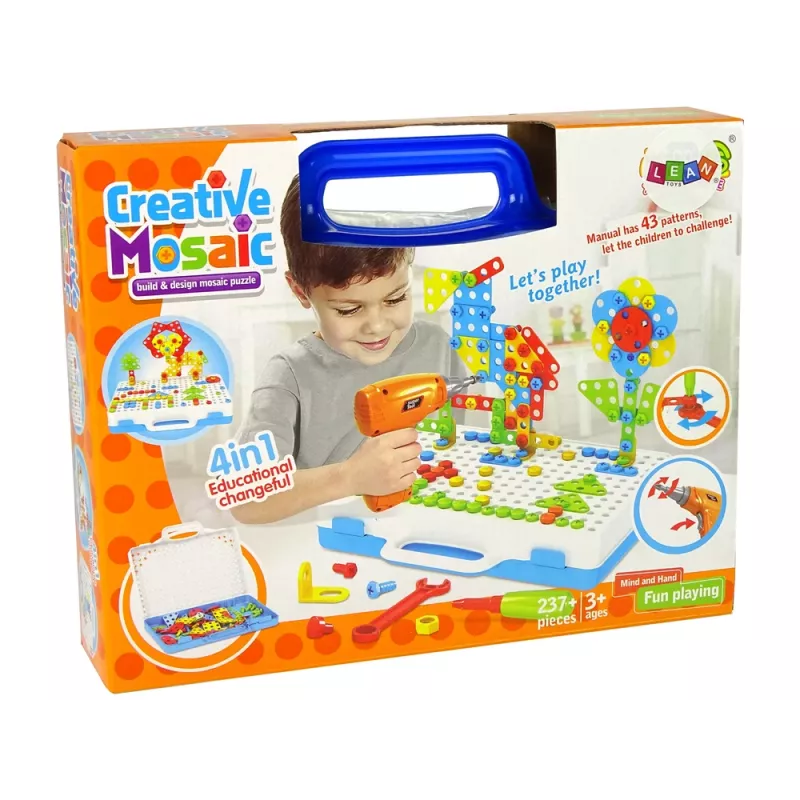 LEAN TOYS Puzzle mosaico creativo 4 en 1 destornillador 237 piezas