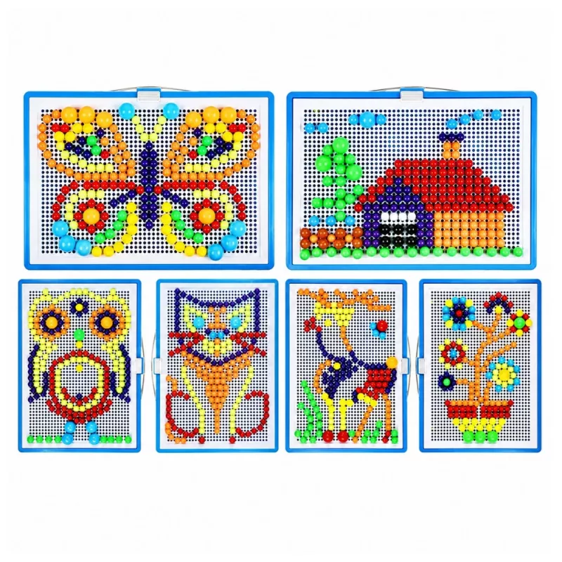 Set creativo puzzle de mosaico con botones chinchetas de seta LEAN TOYS maletín 300 uds.