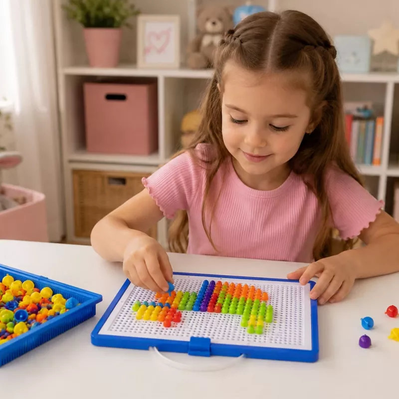 Set creativo puzzle de mosaico con botones chinchetas de seta LEAN TOYS maletín 300 uds.