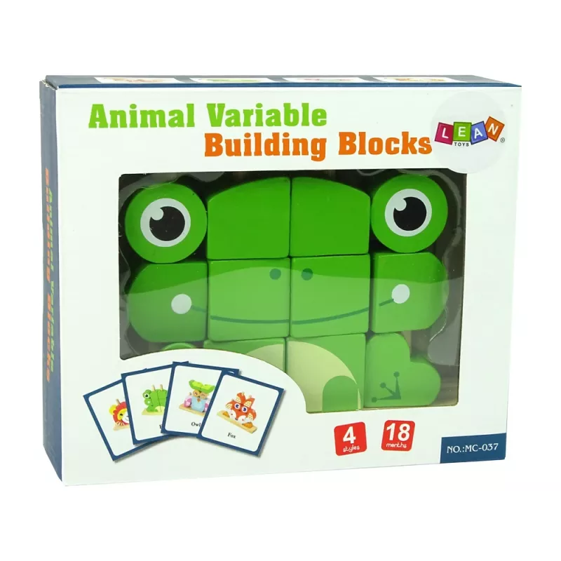 LEAN TOYS Bloques de madera creativos espaciales puzzle 3D rana