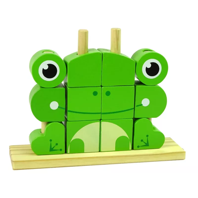LEAN TOYS Bloques de madera creativos espaciales puzzle 3D rana