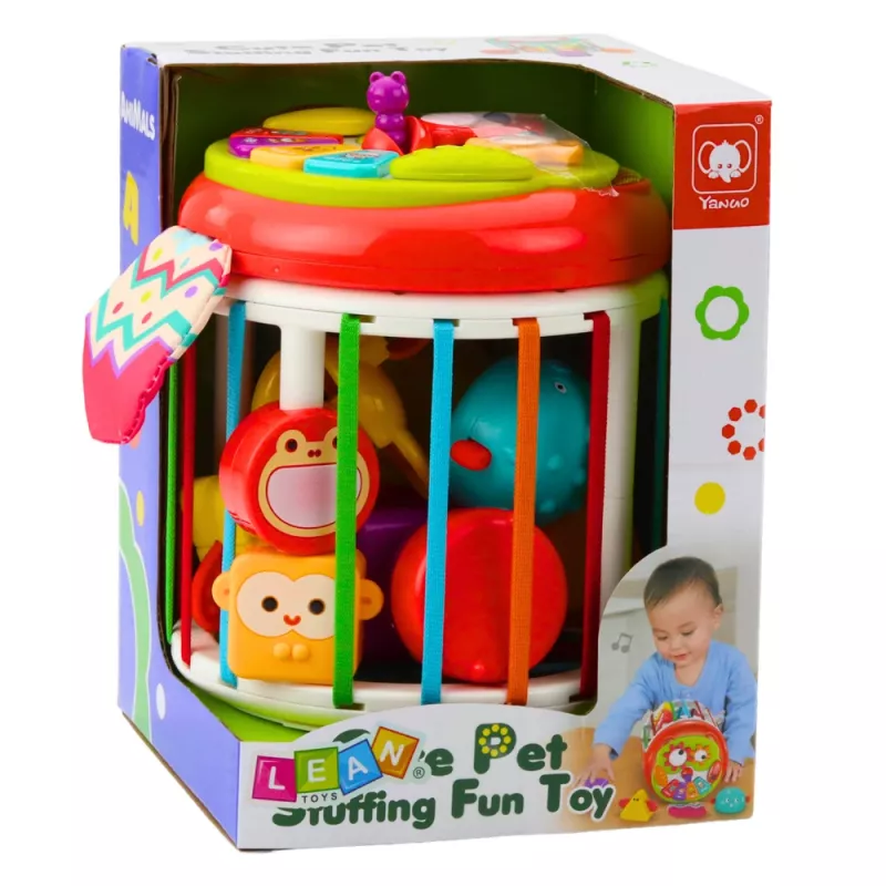 LEAN TOYS Cubo sensorial cilíndrico Clasificador de formas interactivo con luz y sonido - Multicolor (22659)