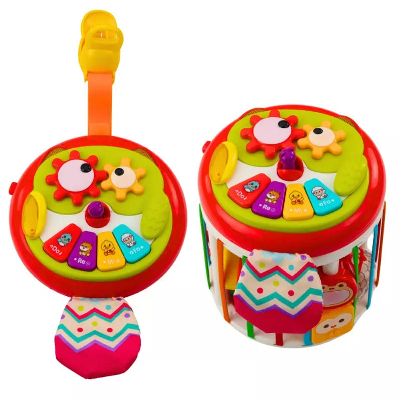 LEAN TOYS Cubo sensorial cilíndrico Clasificador de formas interactivo con luz y sonido - Multicolor (22659)