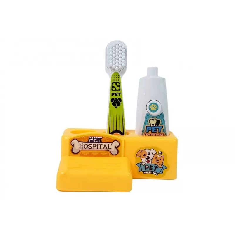 LEAN TOYS Set de dentista para perros, pequeño maletín de médico. Cepillo de dientes. Pasta de dientes de juguete.