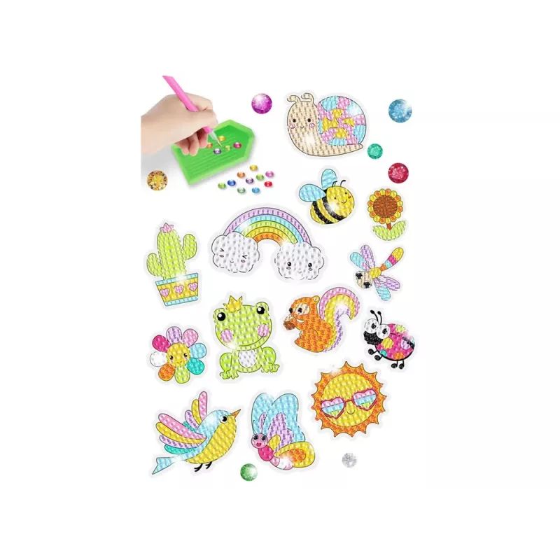 LEAN TOYS Set de pegatinas de bordado de diamantes Animales Jardín Arcoíris Mosaico