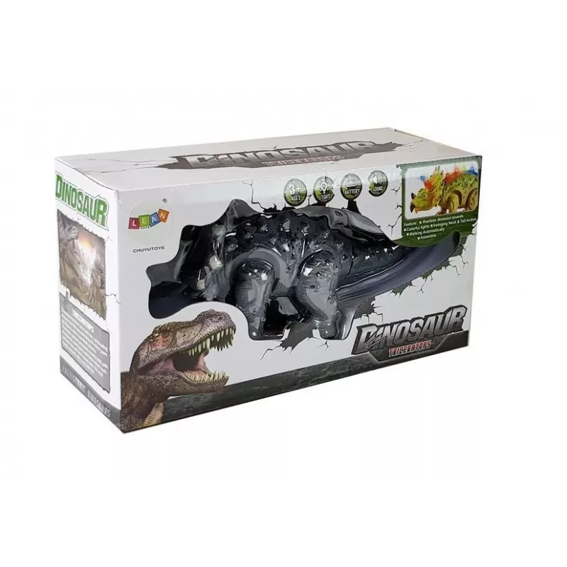 LEAN TOYS Dinosaurio a pilas Triceratops gris