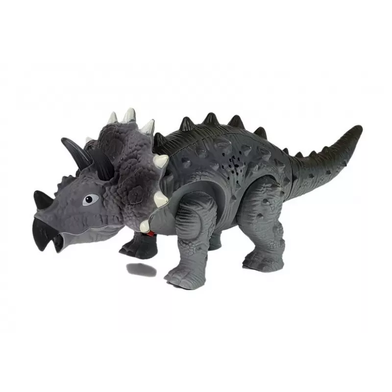 LEAN TOYS Dinosaurio a pilas Triceratops gris