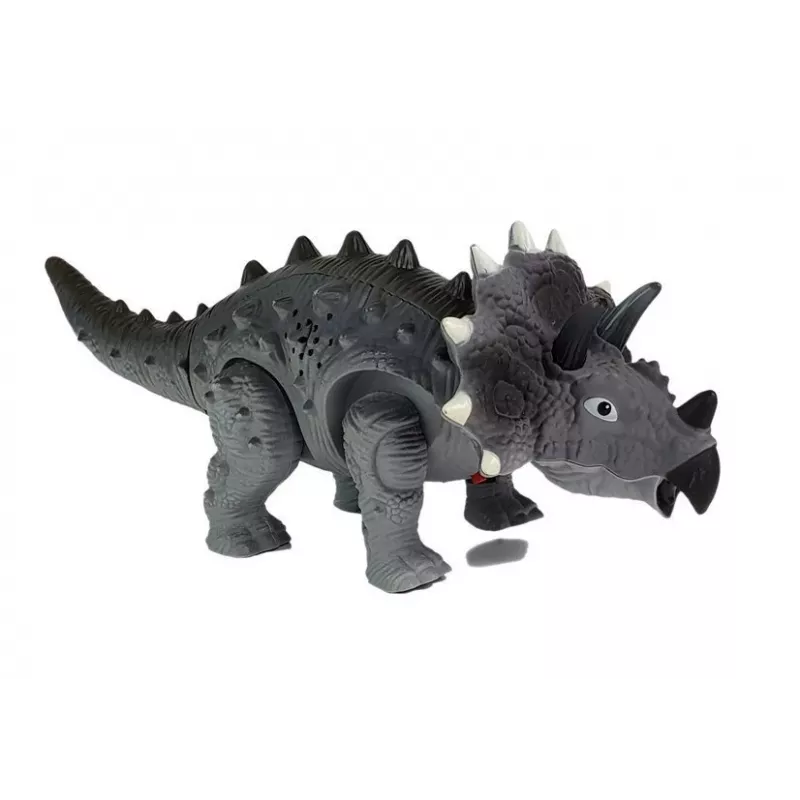 LEAN TOYS Dinosaurio a pilas Triceratops gris