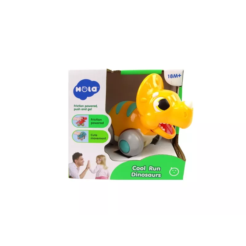 LEAN TOYS Dinosaurio sobre ruedas figura amarilla Triceratops