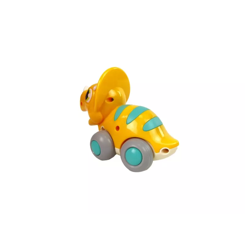 LEAN TOYS Dinosaurio sobre ruedas figura amarilla Triceratops