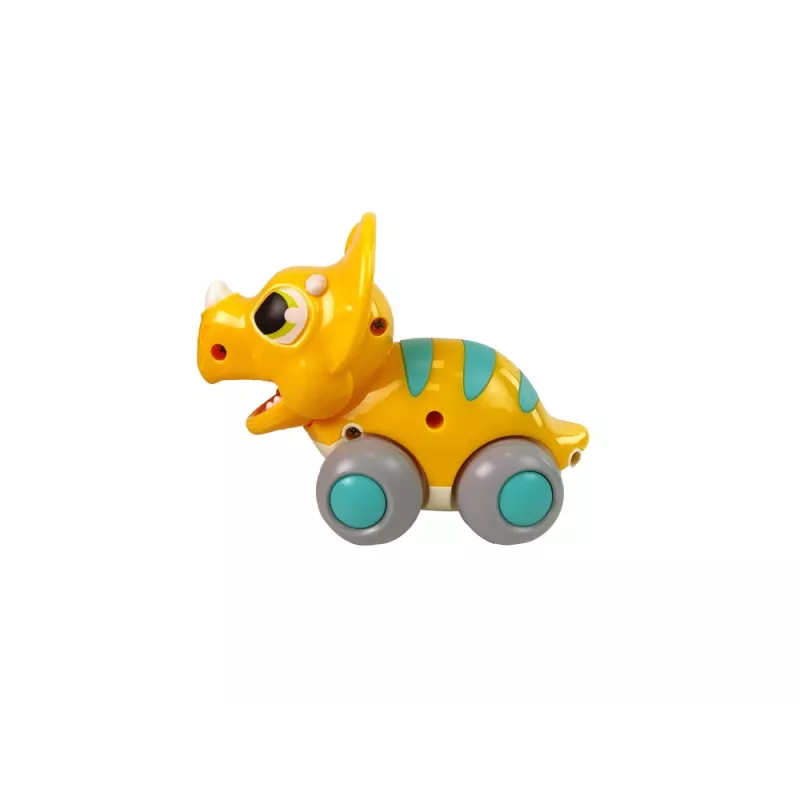 LEAN TOYS Dinosaurio sobre ruedas figura amarilla Triceratops