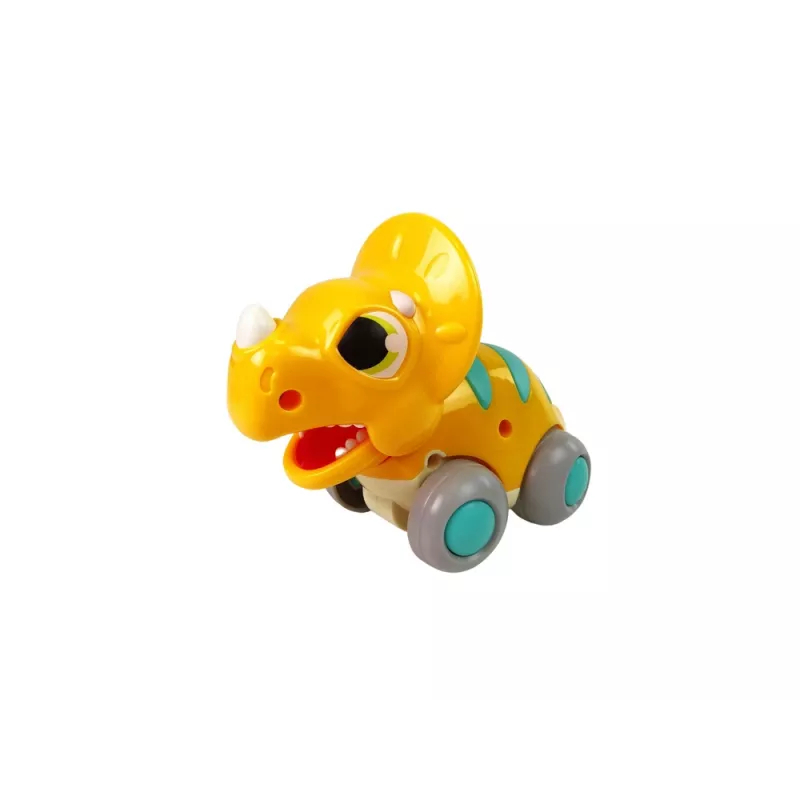 LEAN TOYS Dinosaurio sobre ruedas figura amarilla Triceratops